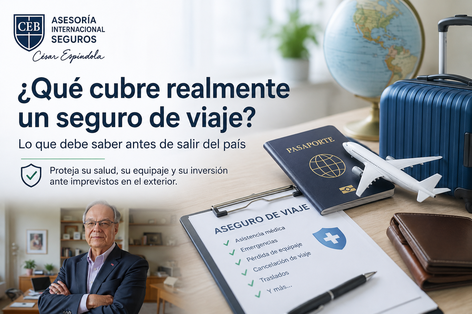 Seguro de viaje internacional protegiendo a viajeros ecuatorianos durante viajes al exterior y al Mundial 2026.